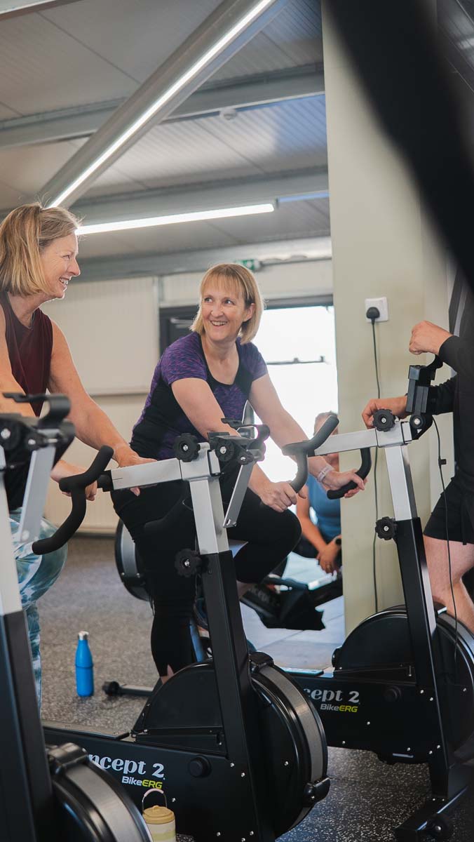 Woman training on an exercise bike